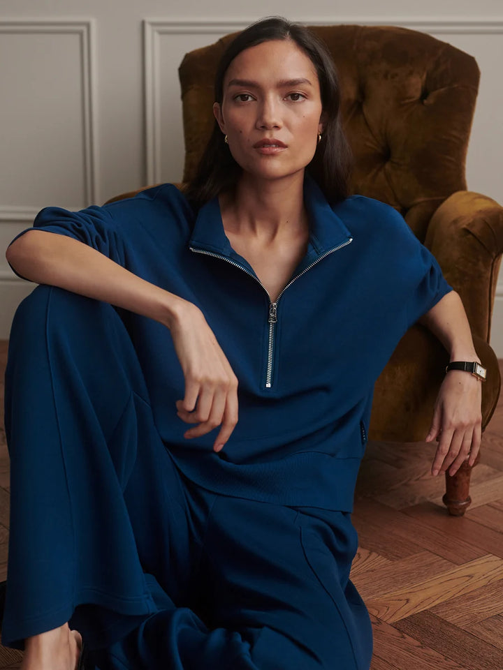 Mavis Mock Neck Sweat in Sea Blue