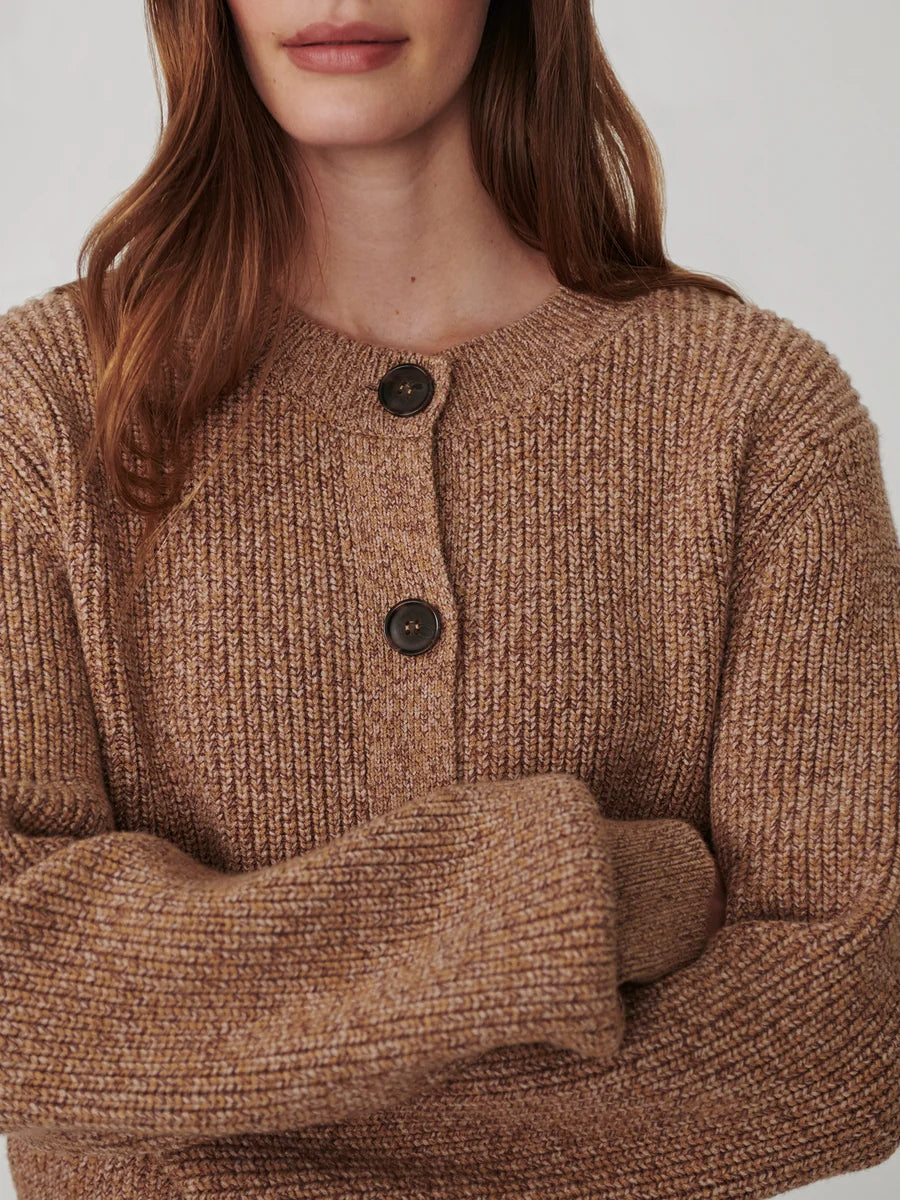 Patricia Rib Cardigan in Golden Bronze Fleck