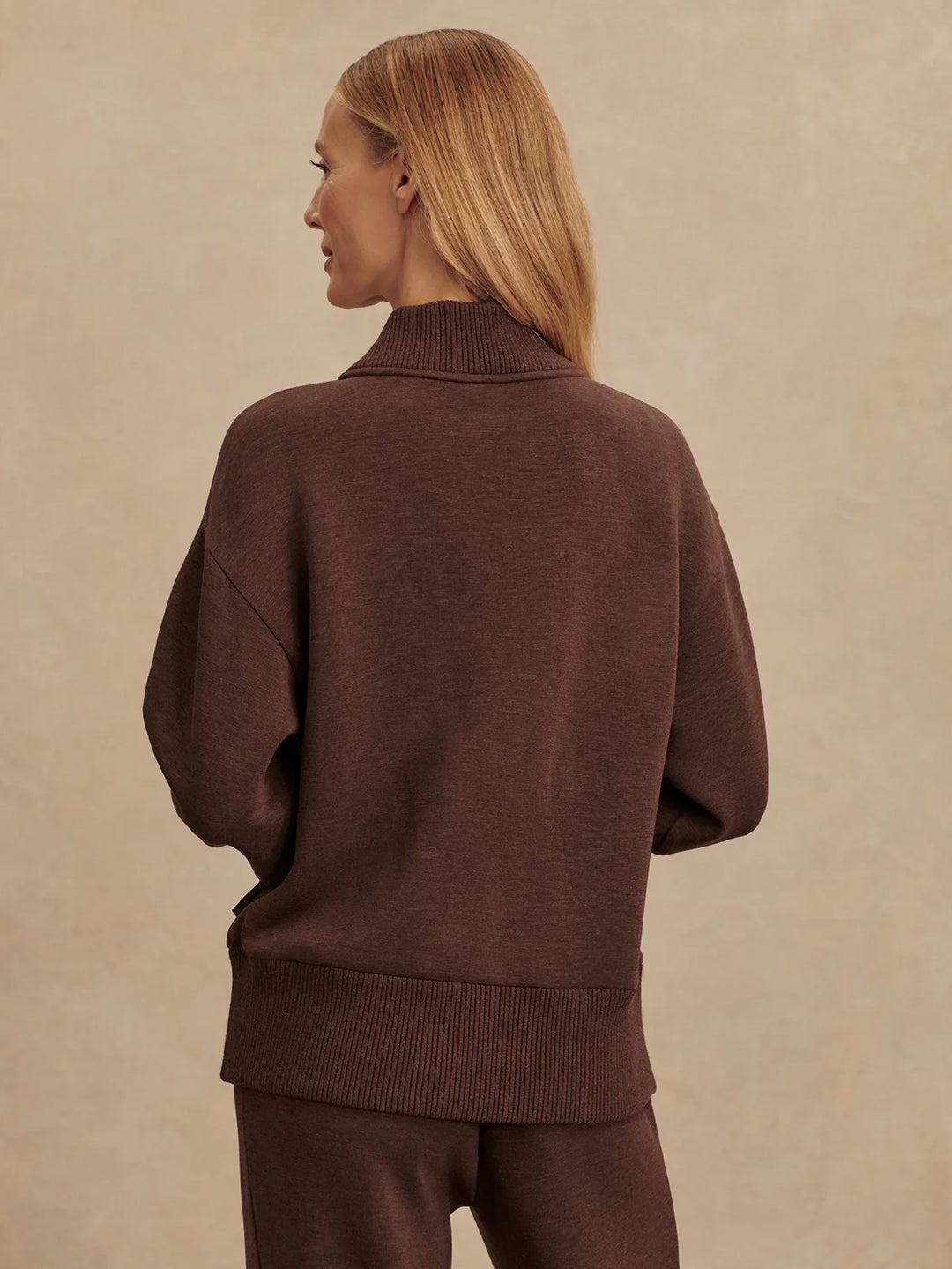 Sally 1/2 Zip Sweatshirt in Coffee Bean Marl