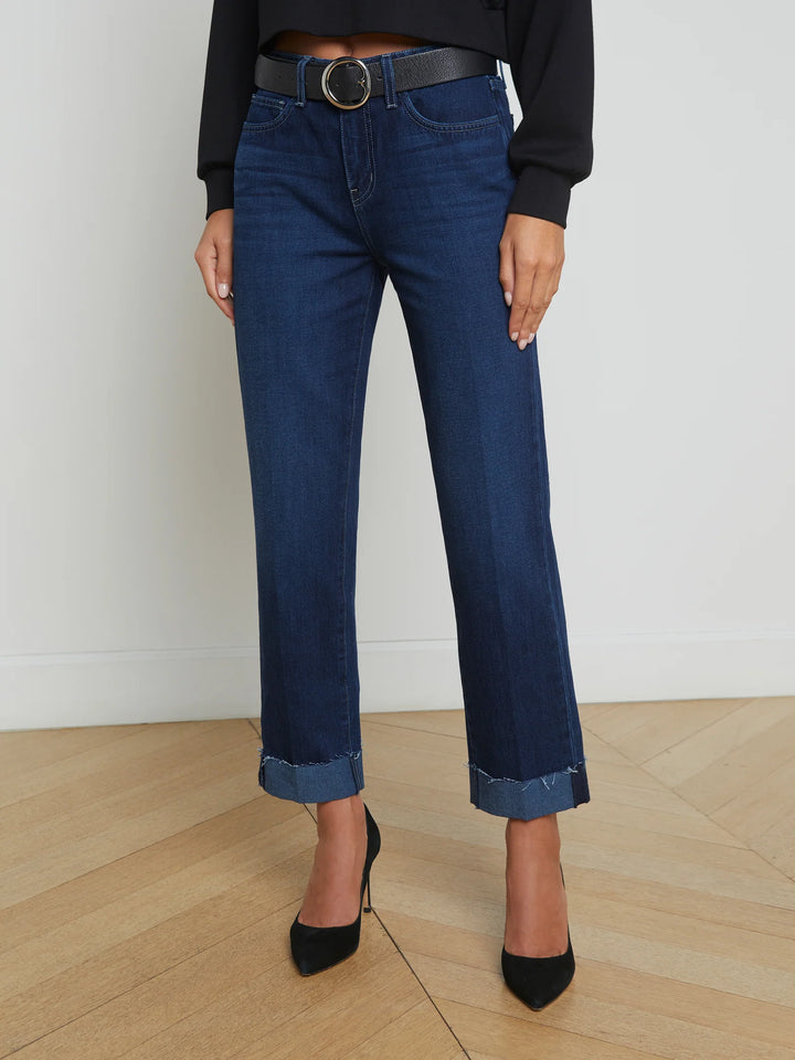 Maribel High Rise Straight Cuffed Jean in Harlan