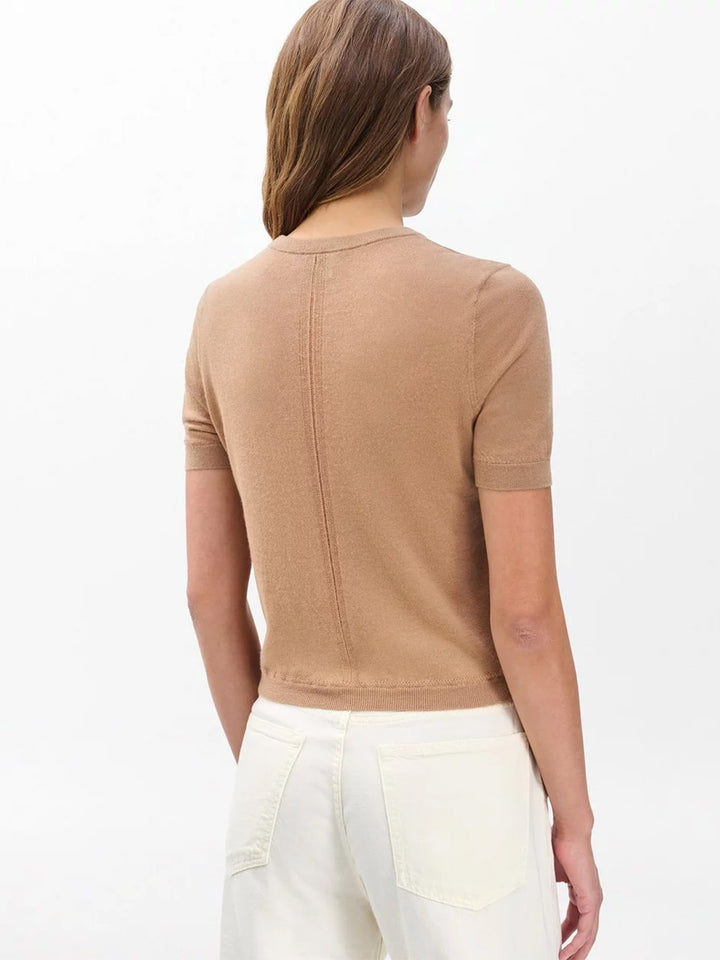 Adeline Lightweight Cashmere Tee in Camel