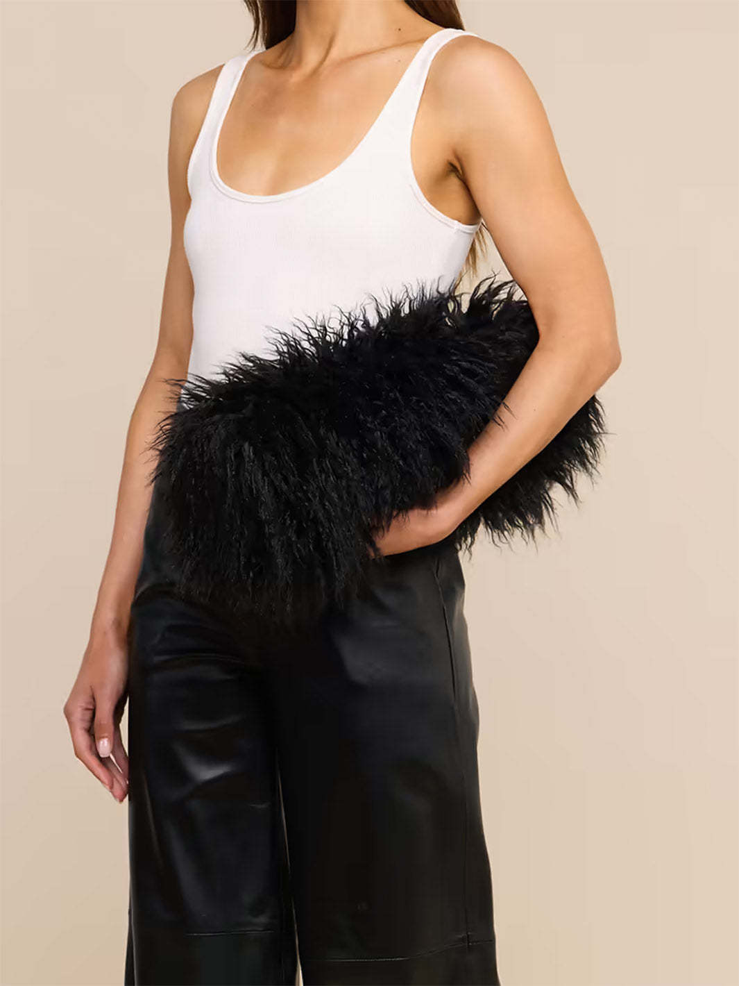 Adelina Faux Fur Clutch in Black