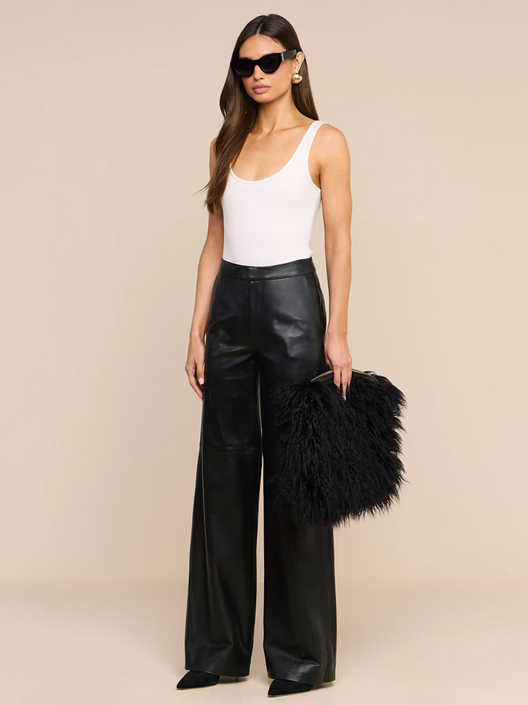 Adelina Faux Fur Clutch in Black