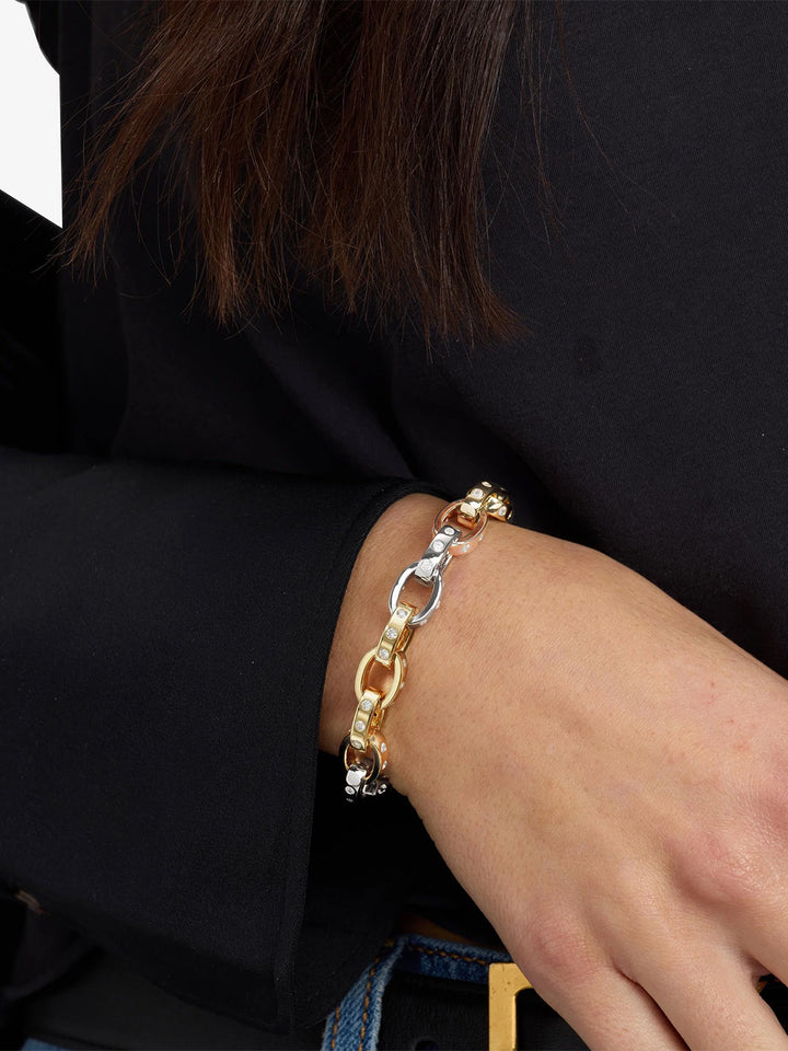 Ashley Chain Link Bracelet 9mm in Mixed Metal