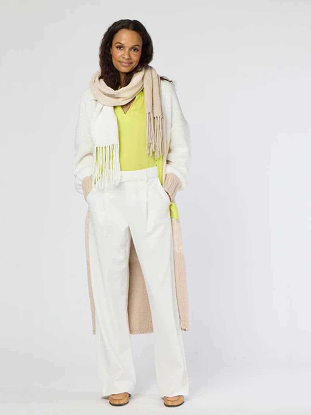 Alaina Stripe Duster in Off White