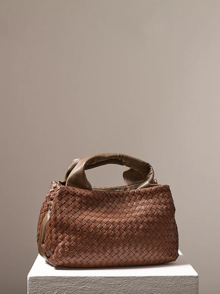 Eveline Medium Satchel in Woven Chocolate