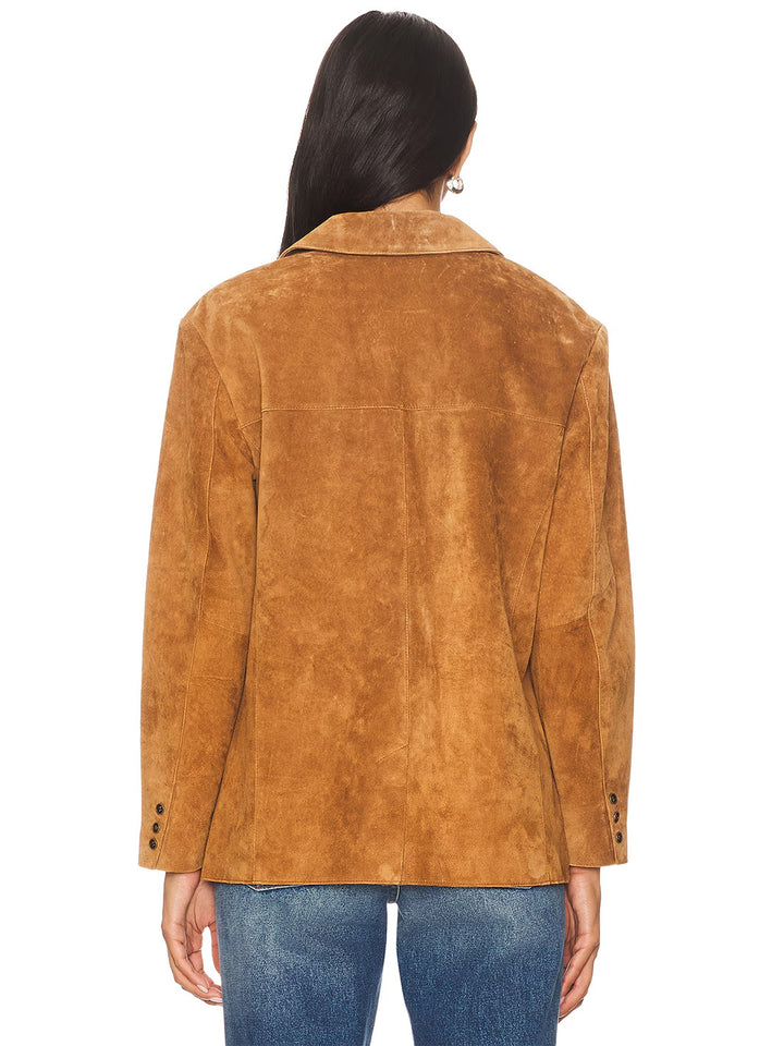 Atlas Suede Boyfriend Blazer in Camel