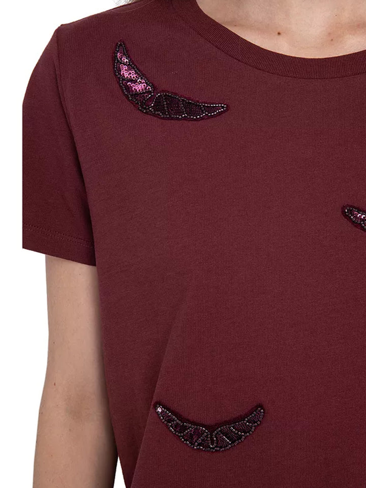 Alys HC Embroidery Wings Top in Burgundy
