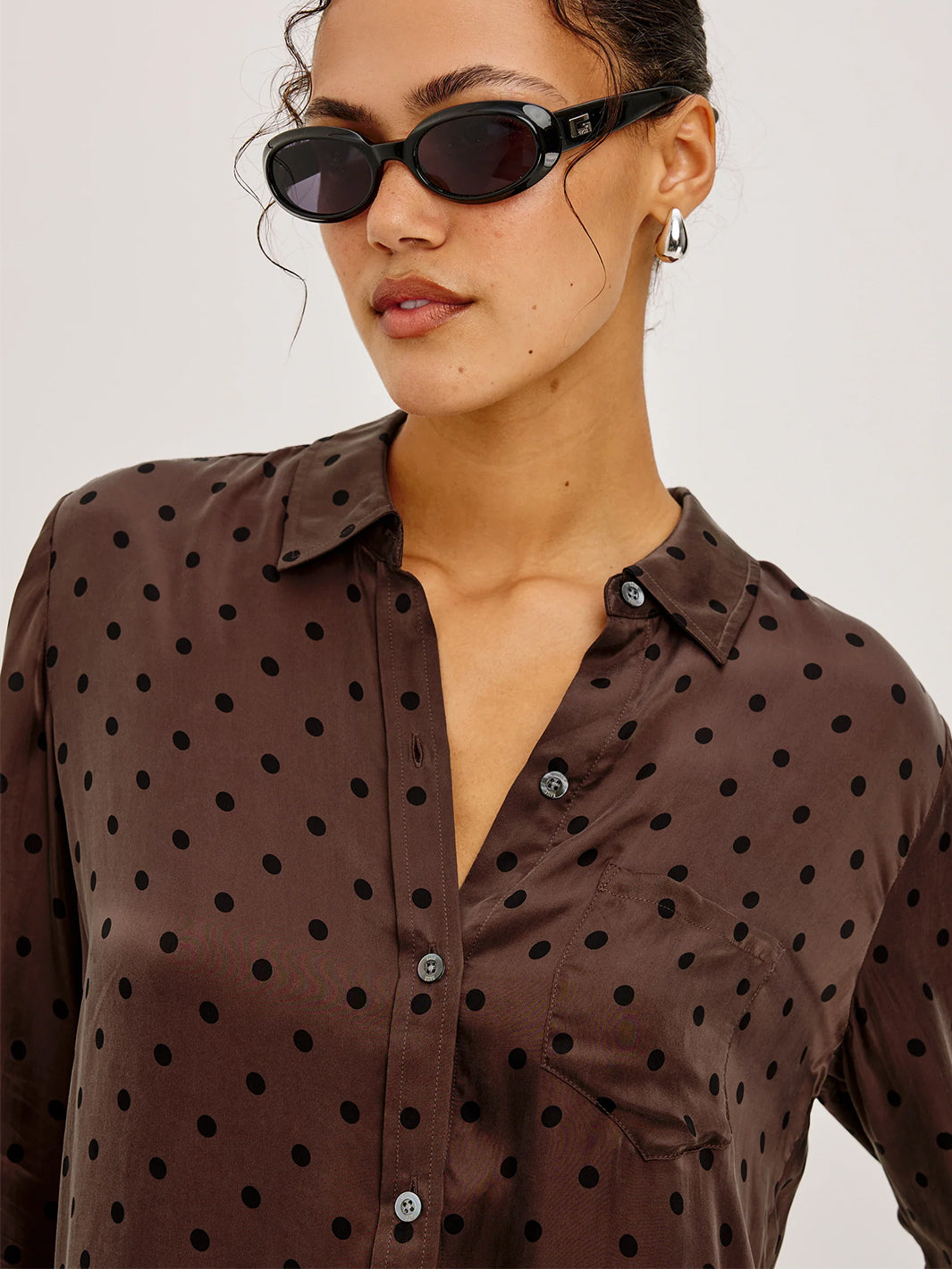Alyssa Shirt in Chocolate Polka Dot