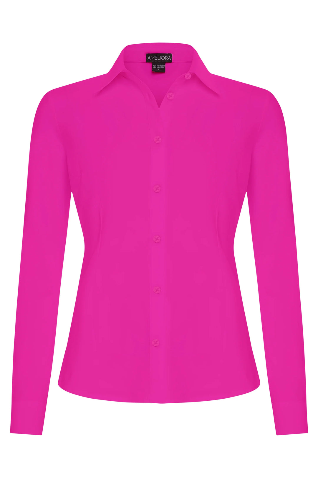 Dawn Long Sleeve Fitted Shirt in Hot Pink
