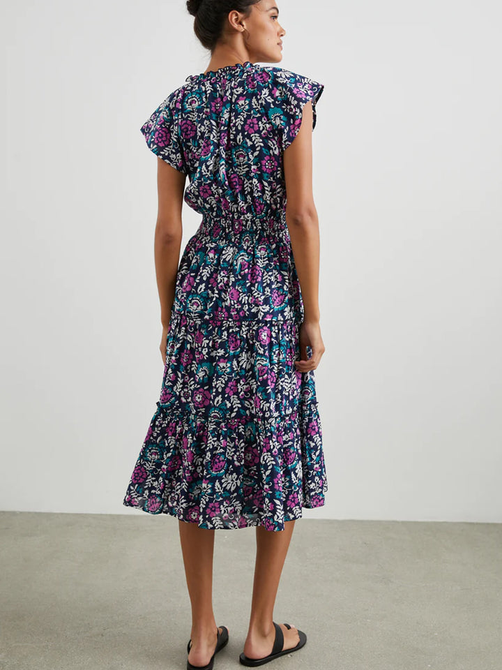 Amellia Dress in Woodblock Floral