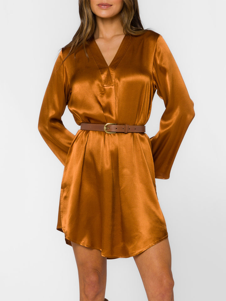 Amira Shirt Dress in Toasted Cinnamon