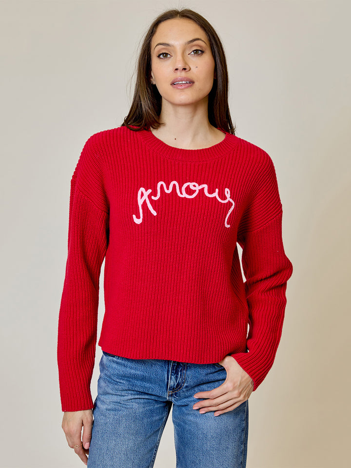 Long Sleeve Amour Crew in Red