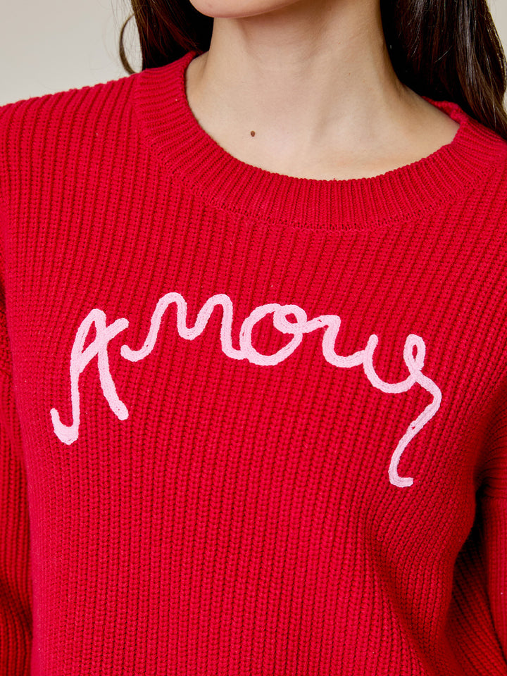 Long Sleeve Amour Crew in Red