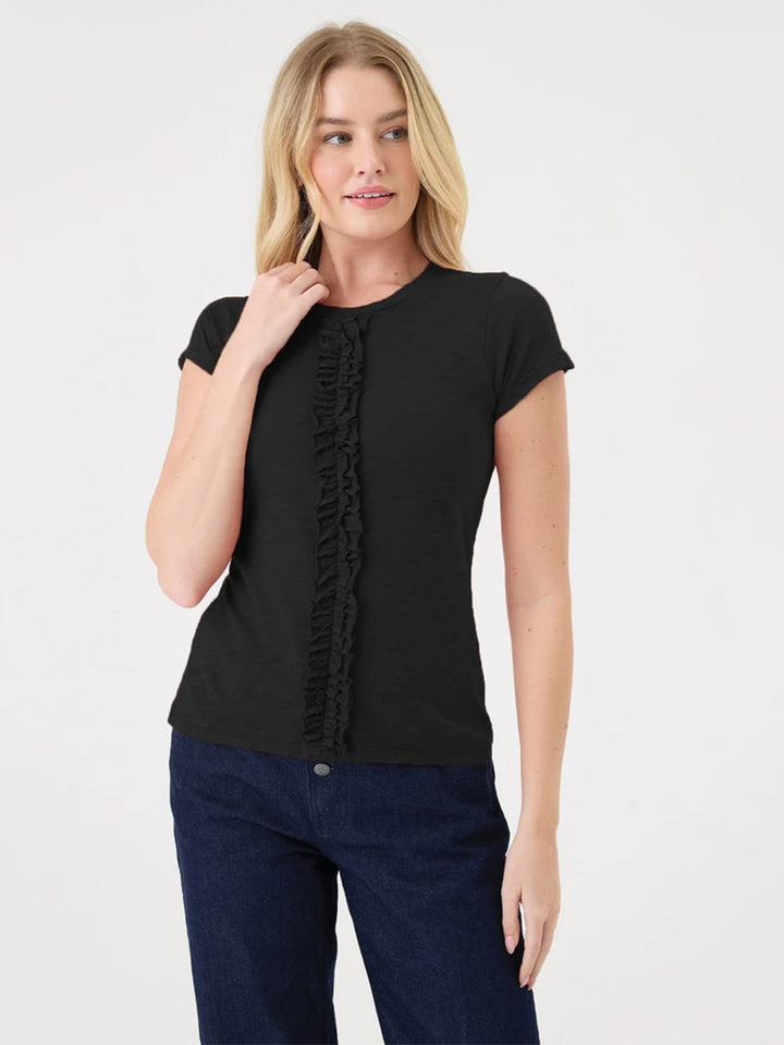 Annette Ruffle Tee in Black