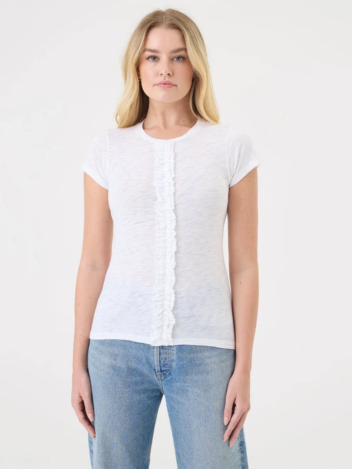 Annette Ruffle Tee in White