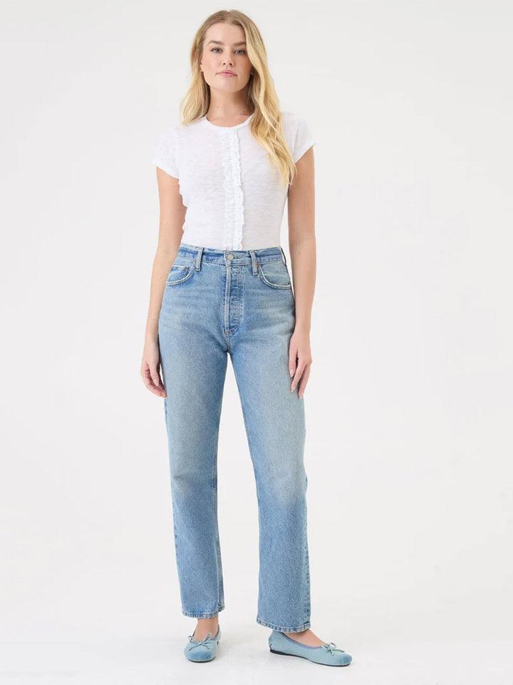 Annette Ruffle Tee in White