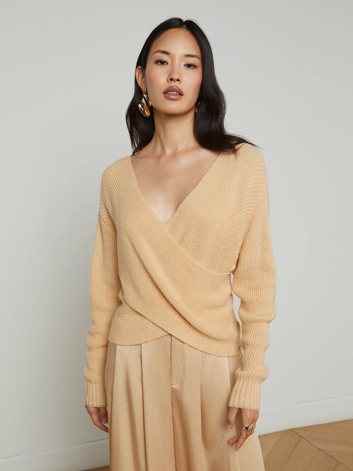 Antonella Crossover Sweater in Warm Sand