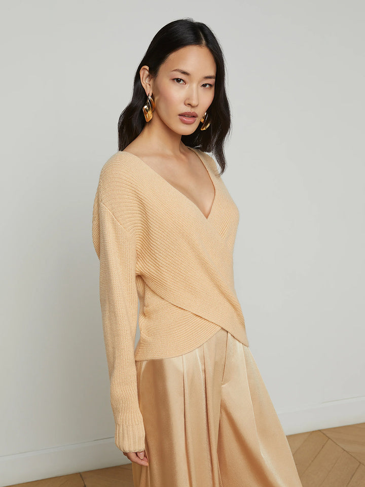 Antonella Crossover Sweater in Warm Sand