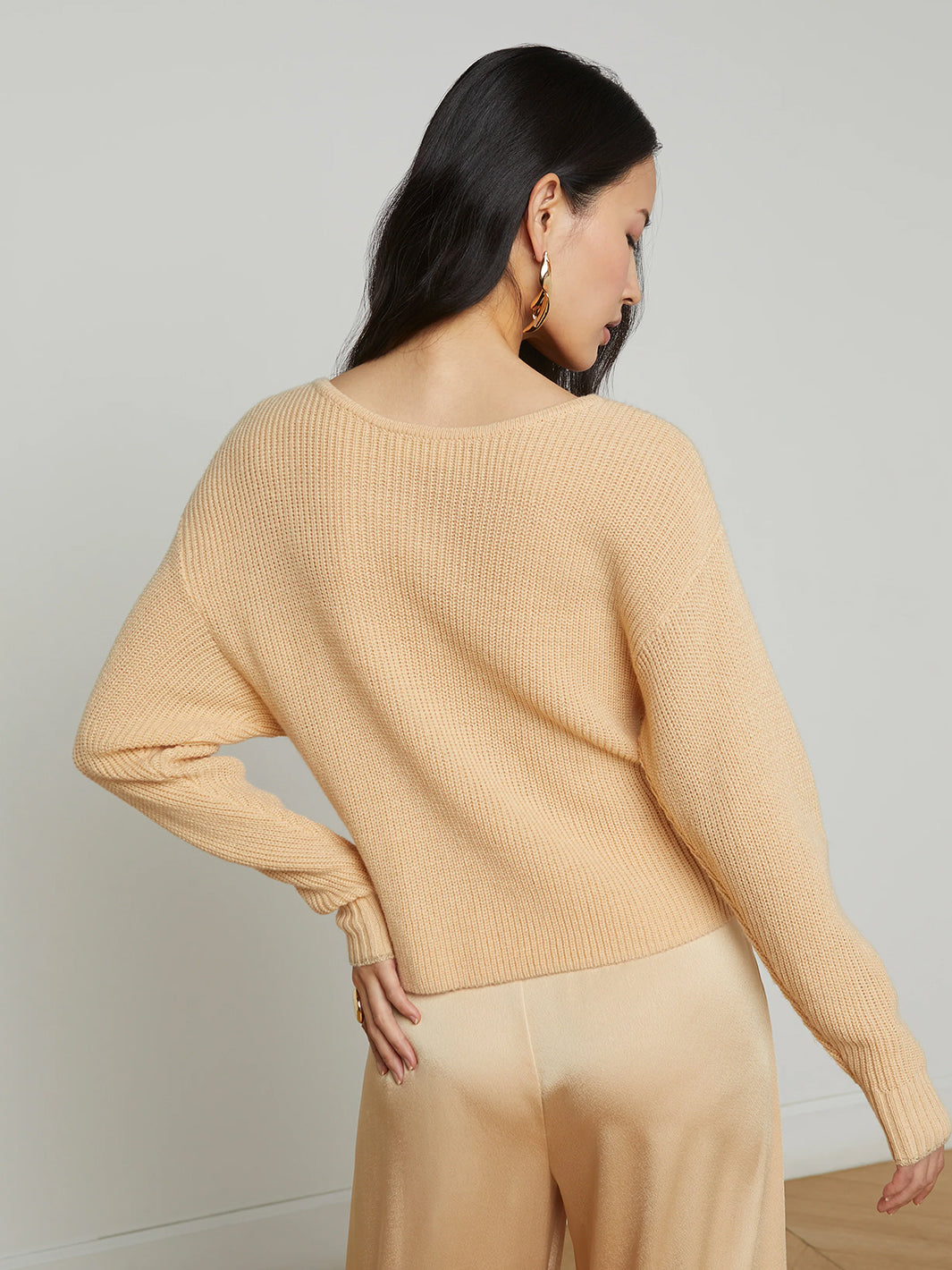 Antonella Crossover Sweater in Warm Sand