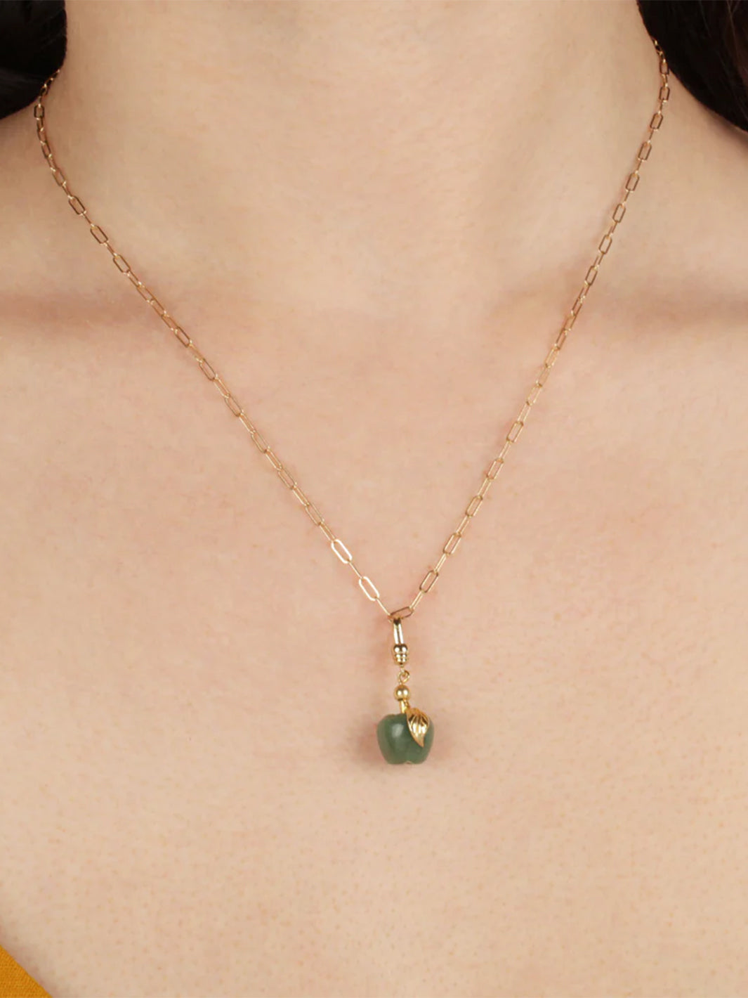 Frost Fine Green Jade Apple Charm