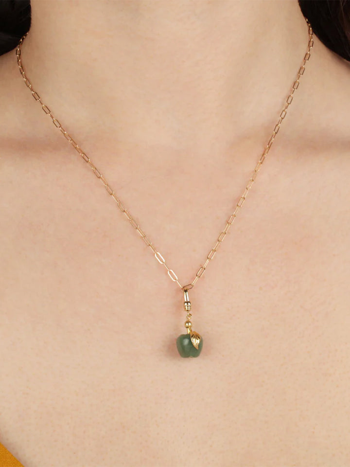 Frost Fine Green Jade Apple Charm