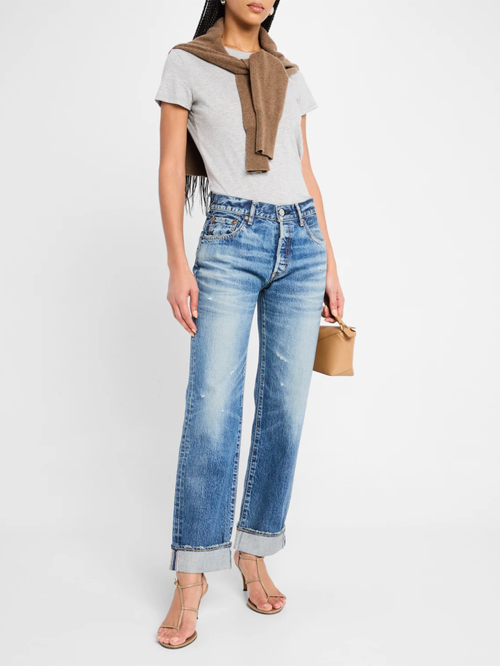 Aquebogue Straight Cuffed Jean in Blue