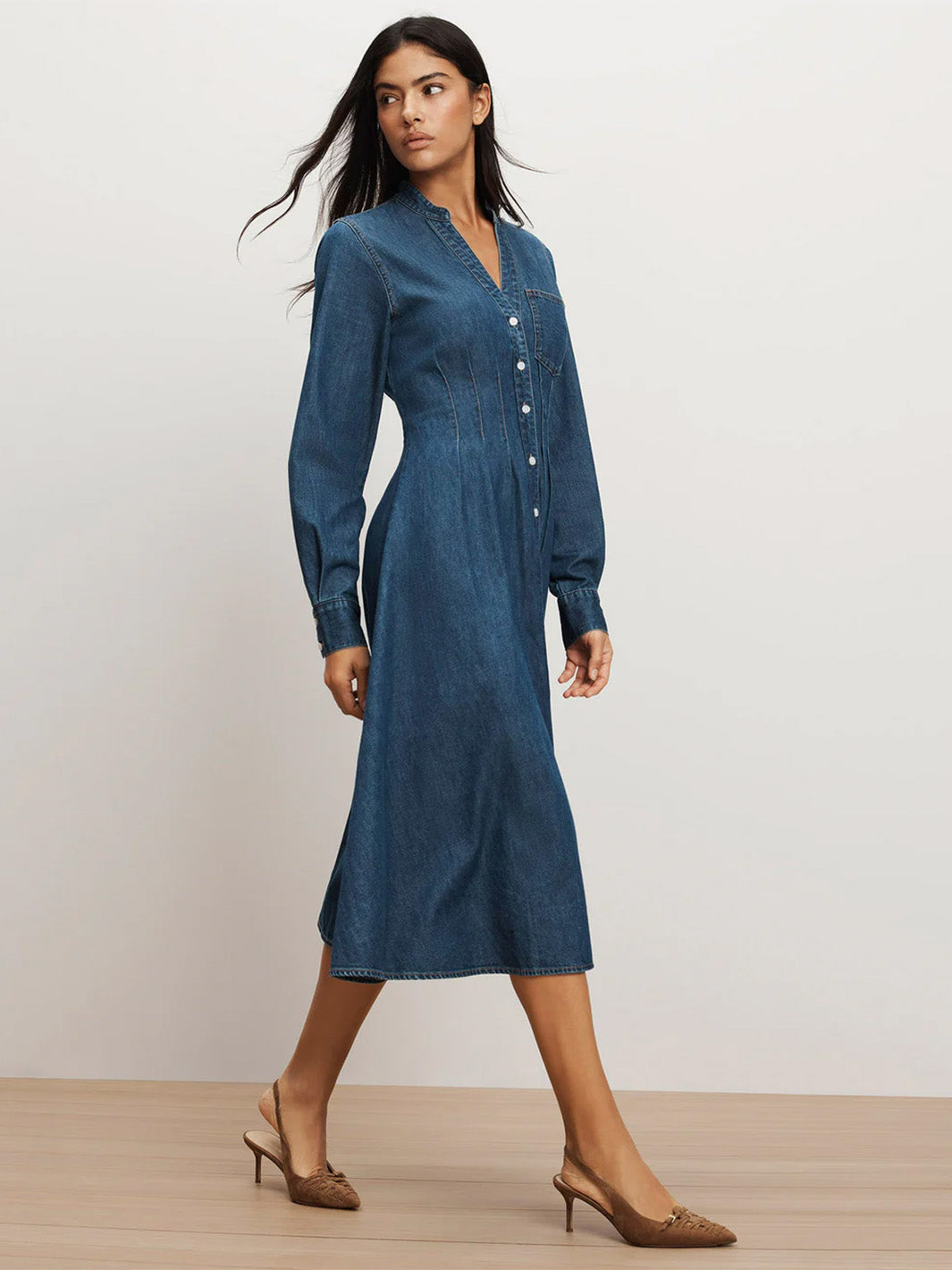 Arcadia Denim Shirtdress in City Stroll