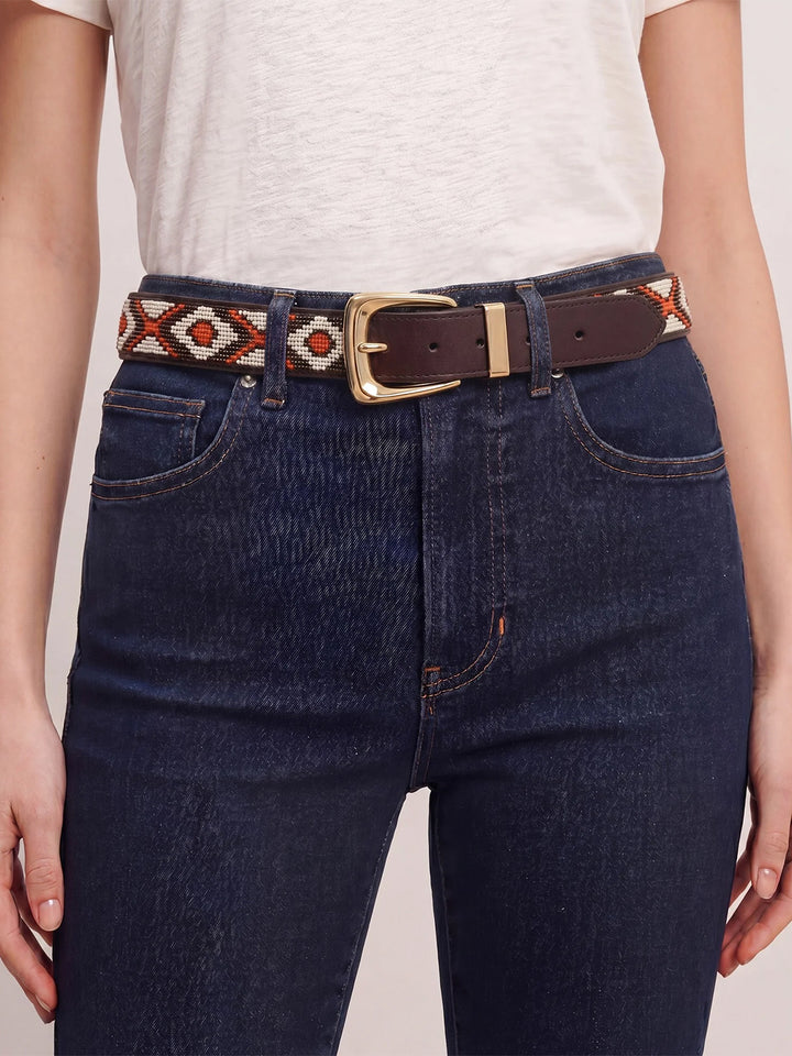 Arch Beaded Belt in Orange Multi