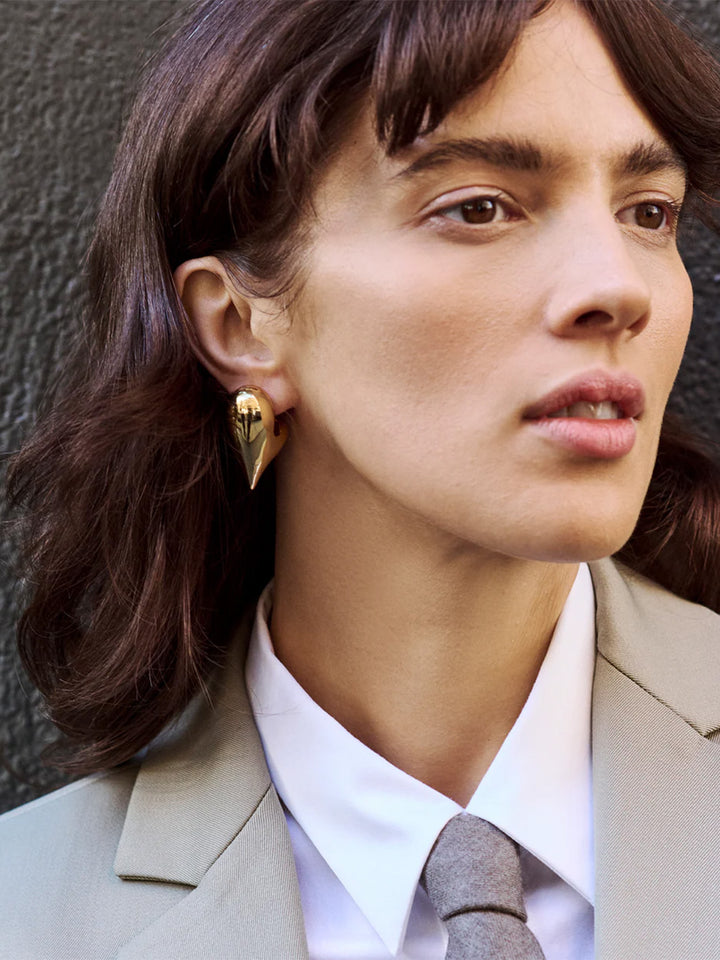 Art Heart Puff Earrings in Gold