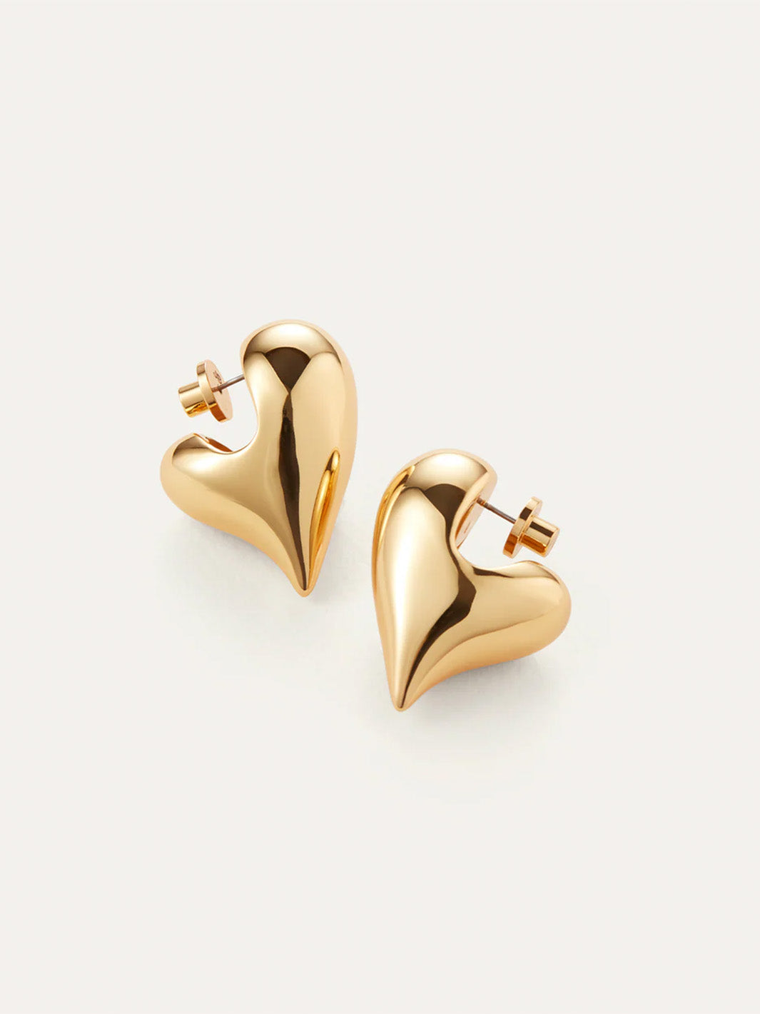 Art Heart Puff Earrings in Gold