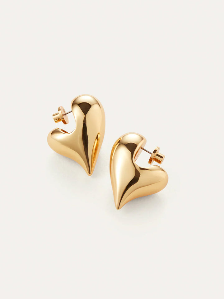 Art Heart Puff Earrings in Gold