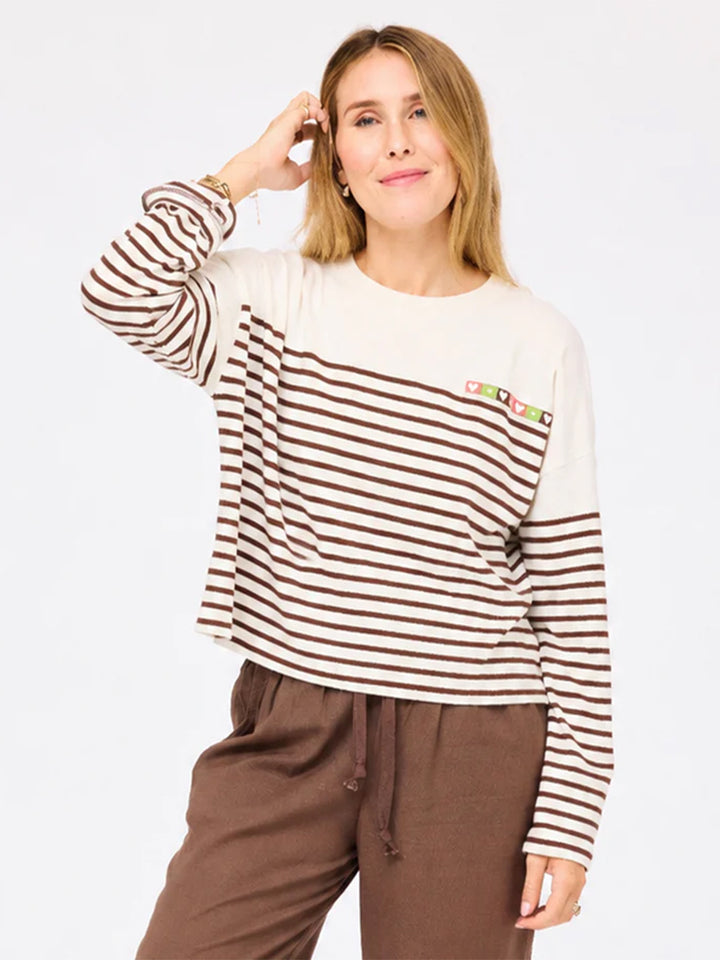 Artist Long Sleeve Stripe Tee in Caramel Earth - Cloud