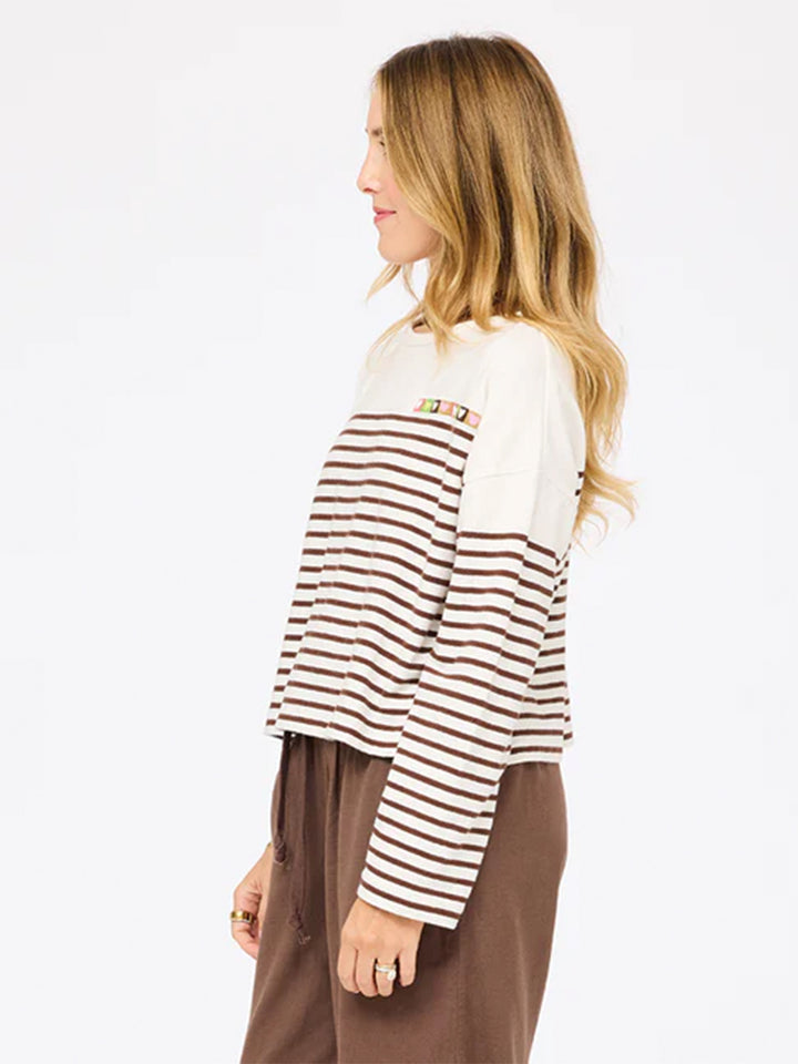 Artist Long Sleeve Stripe Tee in Caramel Earth - Cloud