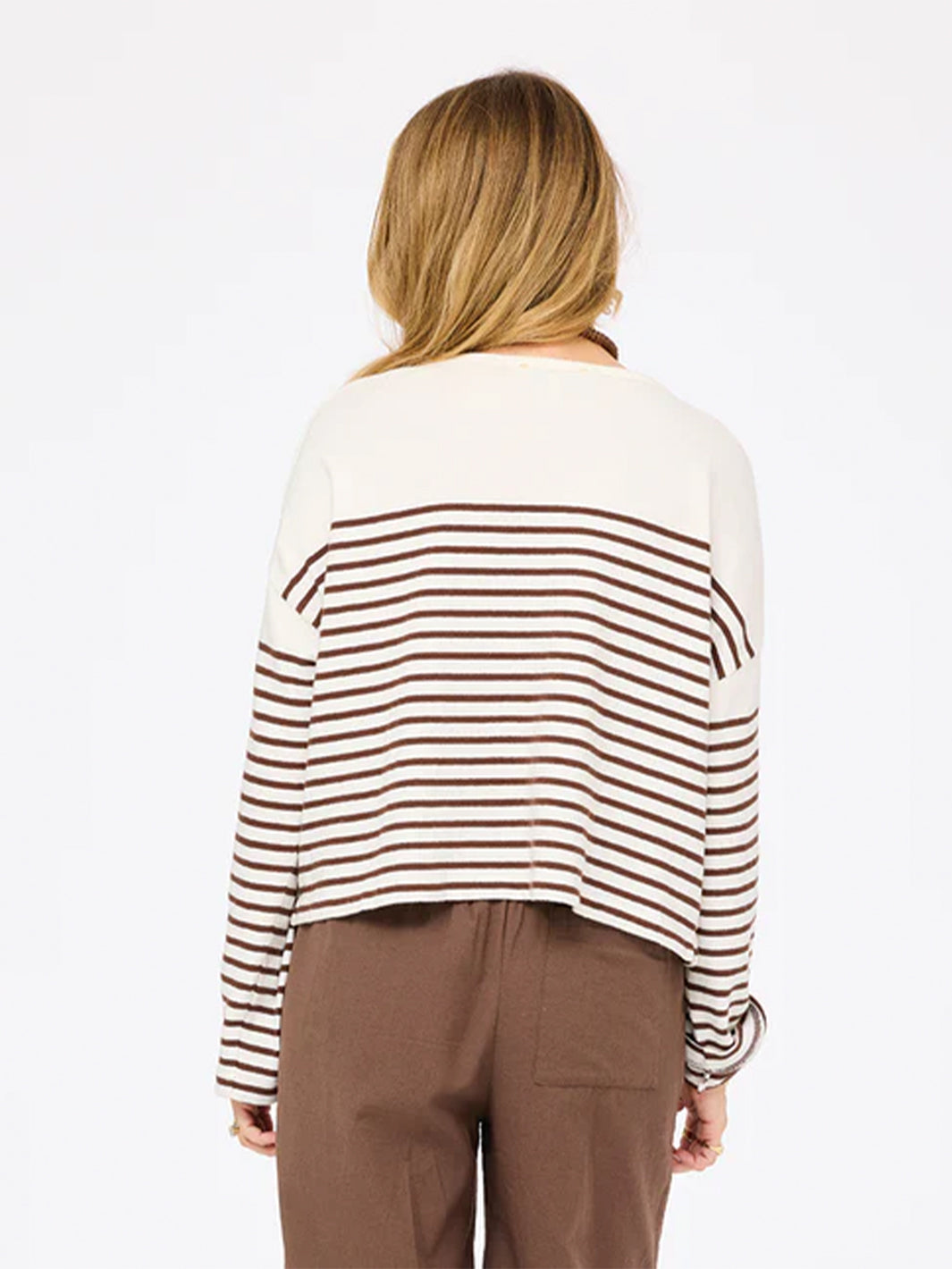 Artist Long Sleeve Stripe Tee in Caramel Earth - Cloud