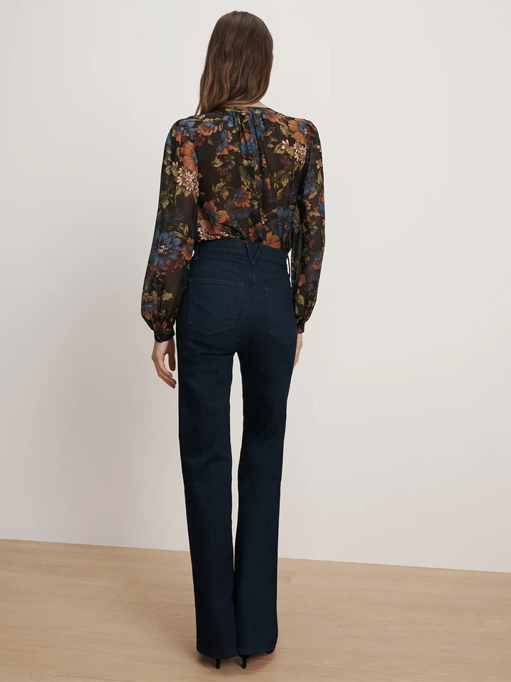 Ashlynn Silk Blouse in Black Floral