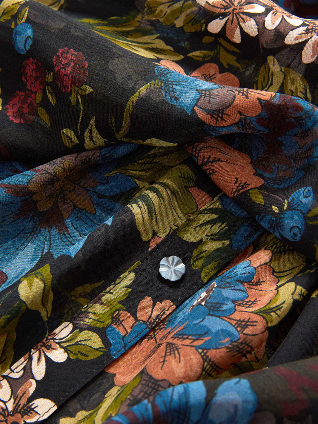 Ashlynn Silk Blouse in Black Floral