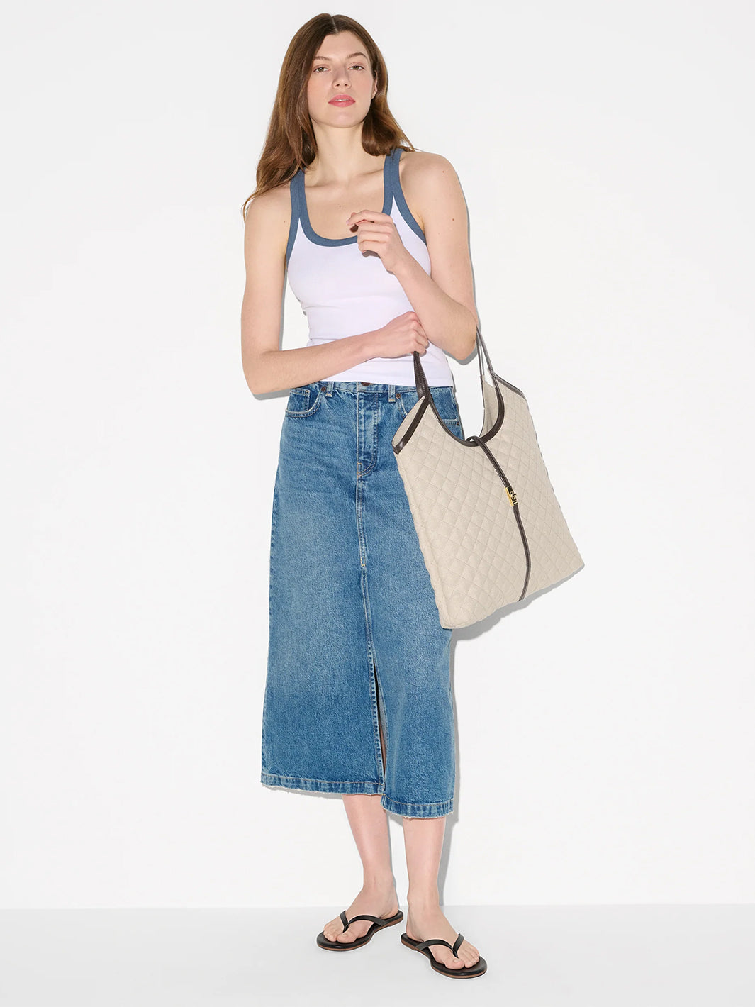 Large Astor Tote in Sandy Linen