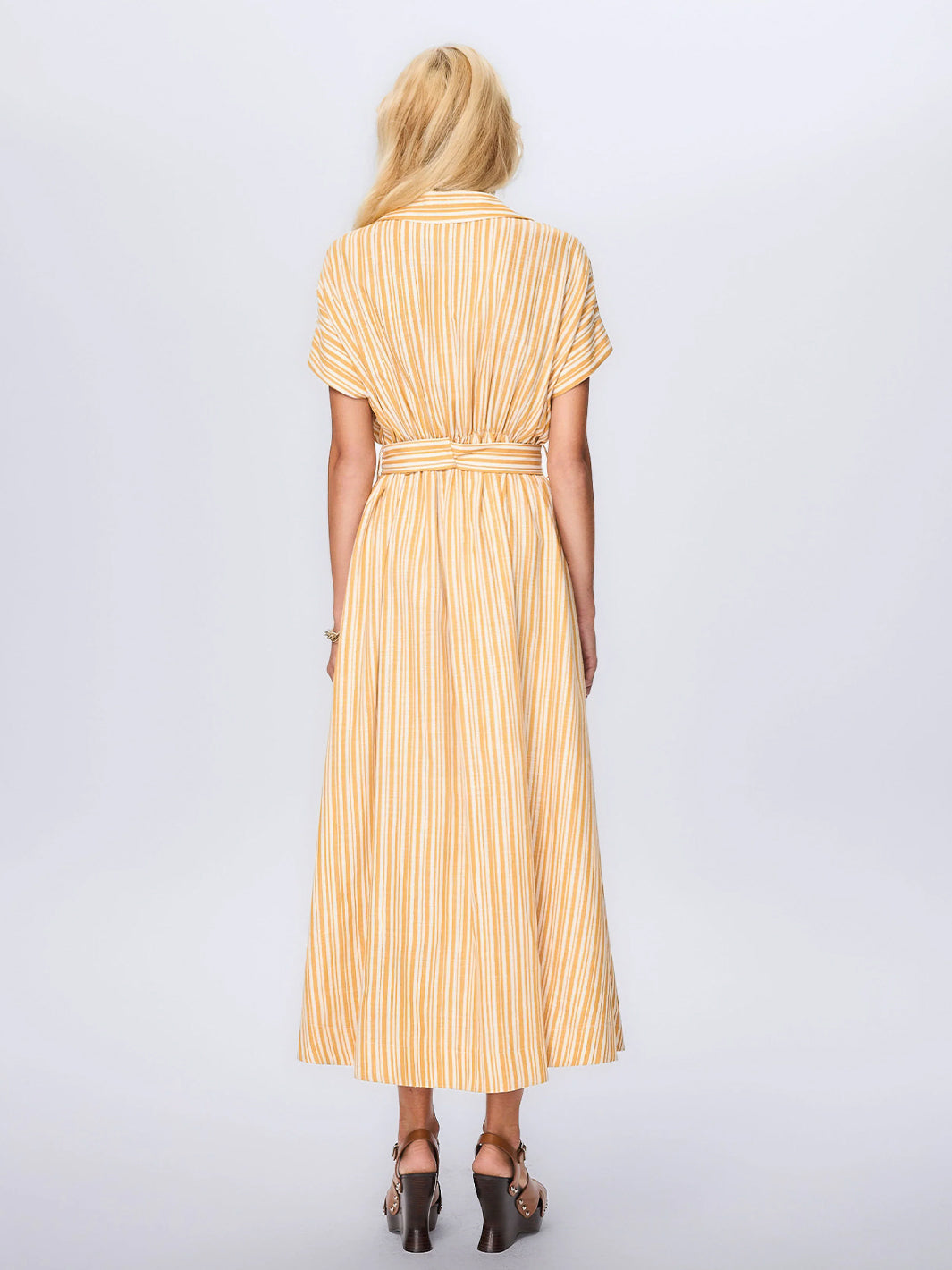 Astraea Lurex Belted Maxi Dress in Golden Nugget