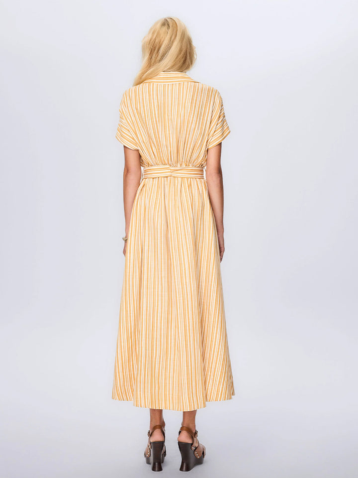 Astraea Lurex Belted Maxi Dress in Golden Nugget