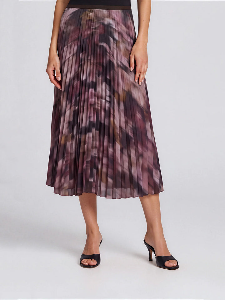 Autumn Bloom Pleated Skirt in Mauve Floral