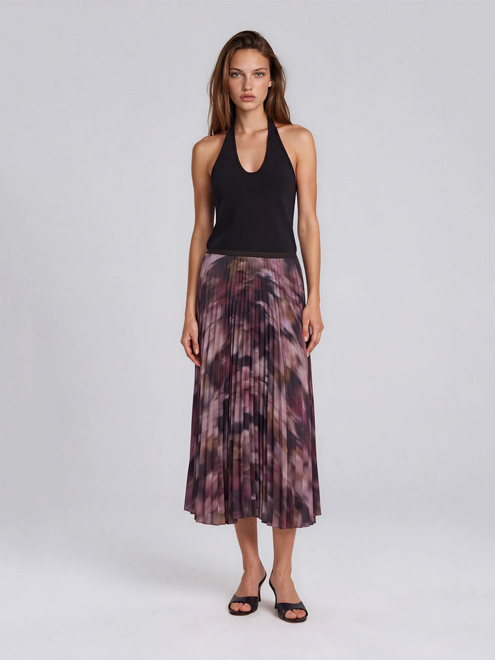 Autumn Bloom Pleated Skirt in Mauve Floral