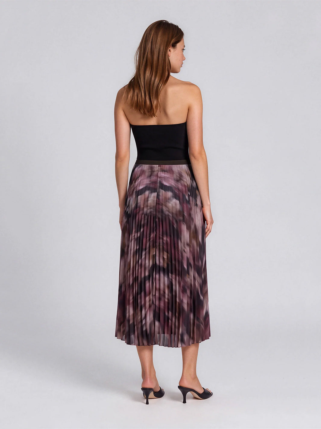 Autumn Bloom Pleated Skirt in Mauve Floral