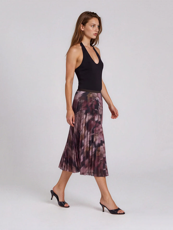 Autumn Bloom Pleated Skirt in Mauve Floral