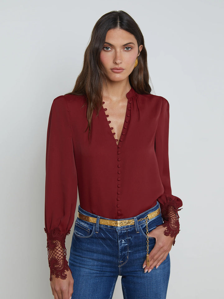 Ava Lace Cuff Blouse