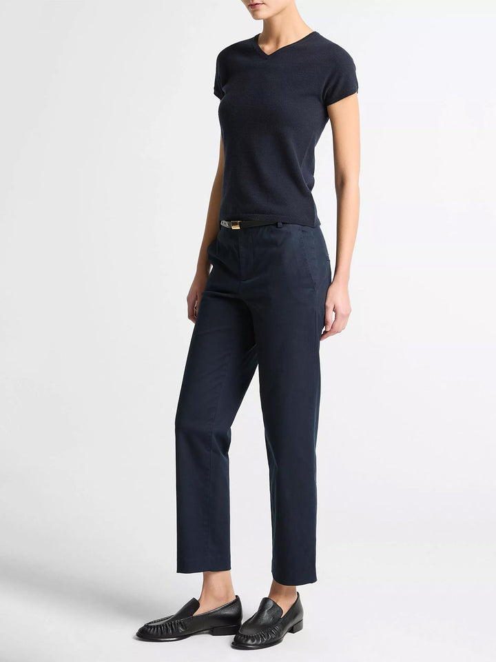 Avery Mid-Rise Italian Stretch-Cotton Chino Pant in Coastal Blue