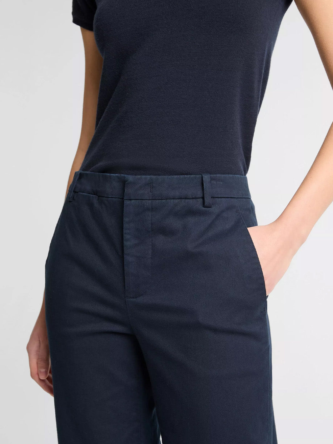 Avery Mid-Rise Italian Stretch-Cotton Chino Pant in Coastal Blue