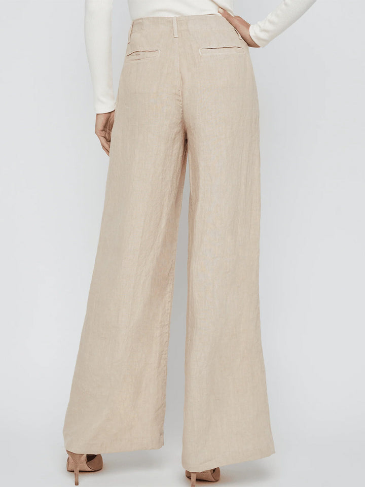 Brie High-Rise Wide Leg Linen Pant in Doeskin