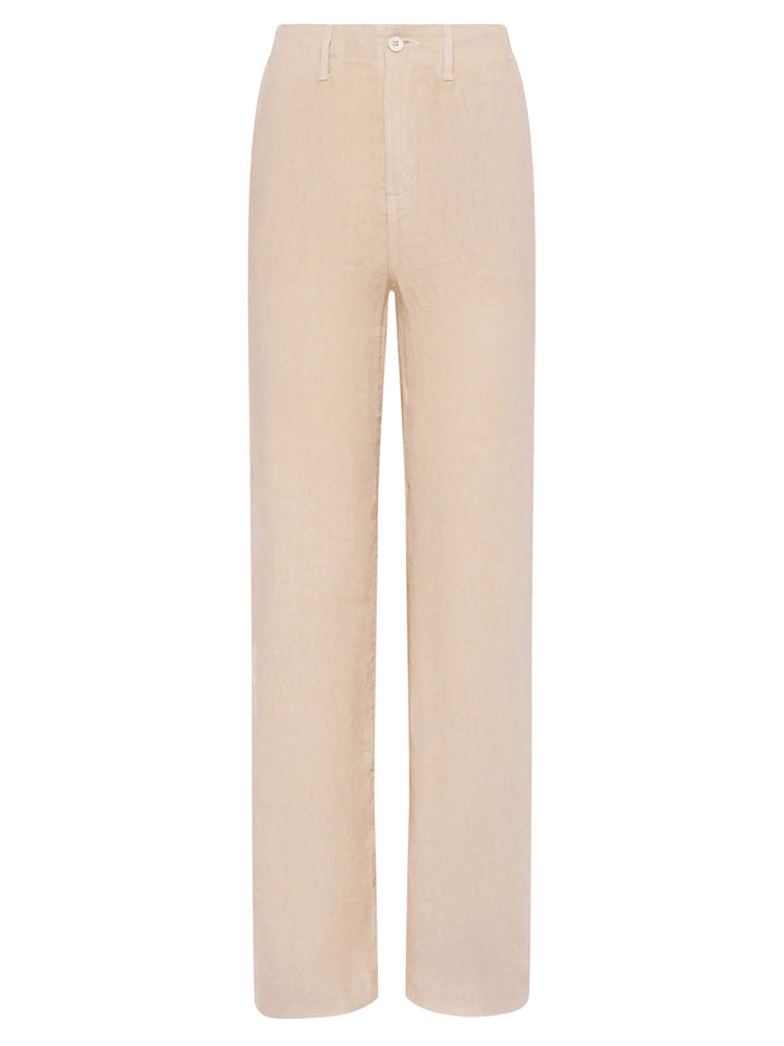 Brie High-Rise Wide Leg Linen Pant in Doeskin
