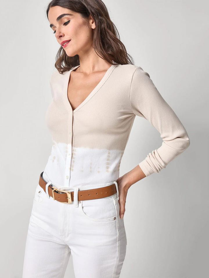 Bamboo Dye V-Neck Cardigan in Bamboo Die